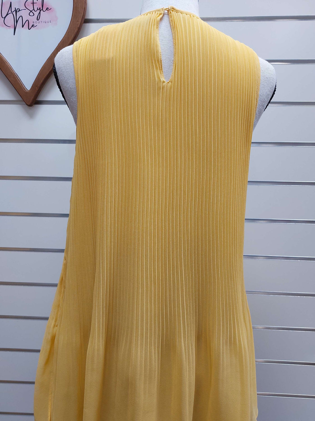 Zara Basics Pleated Sleeveless Yellow Blouse - M image 2