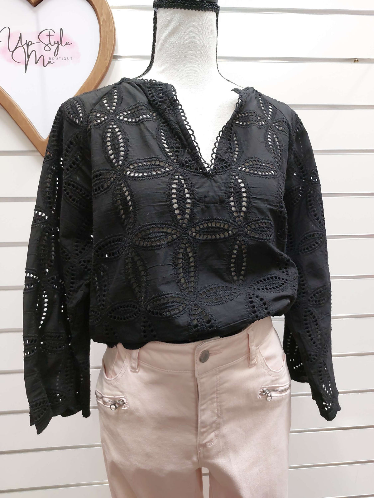 Whistle Embroidered Black Blouse - 12 image 1