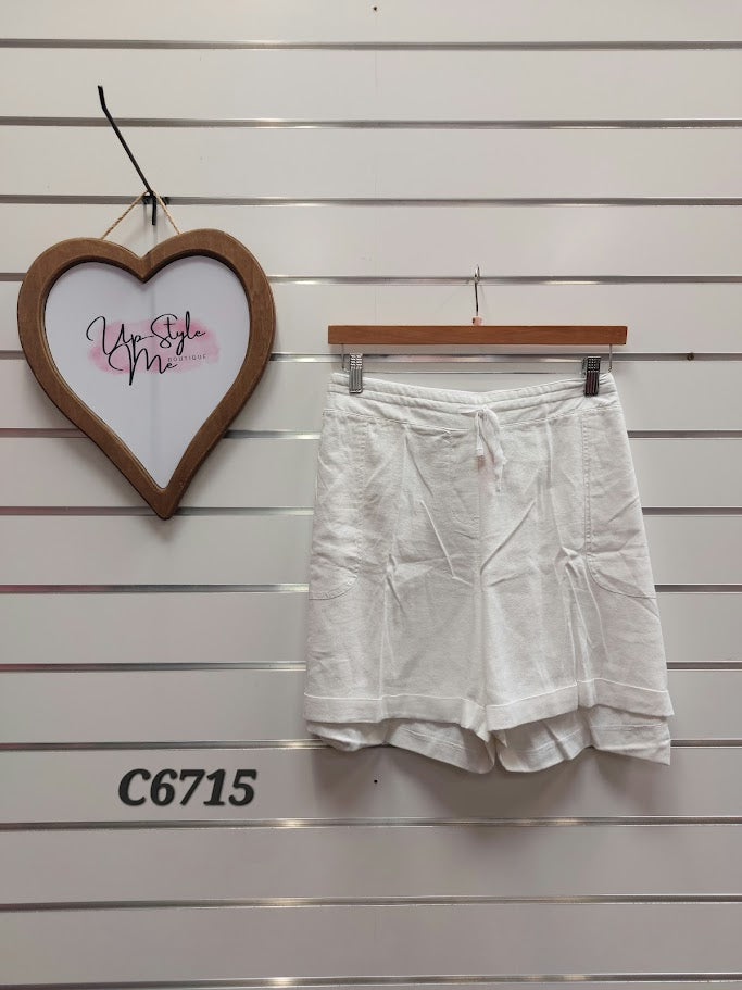 Maya White Linen Shorts - 20 image 0