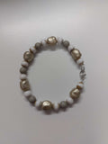 Gold/Grey/White Beaded Bracelet - 19cm image 0