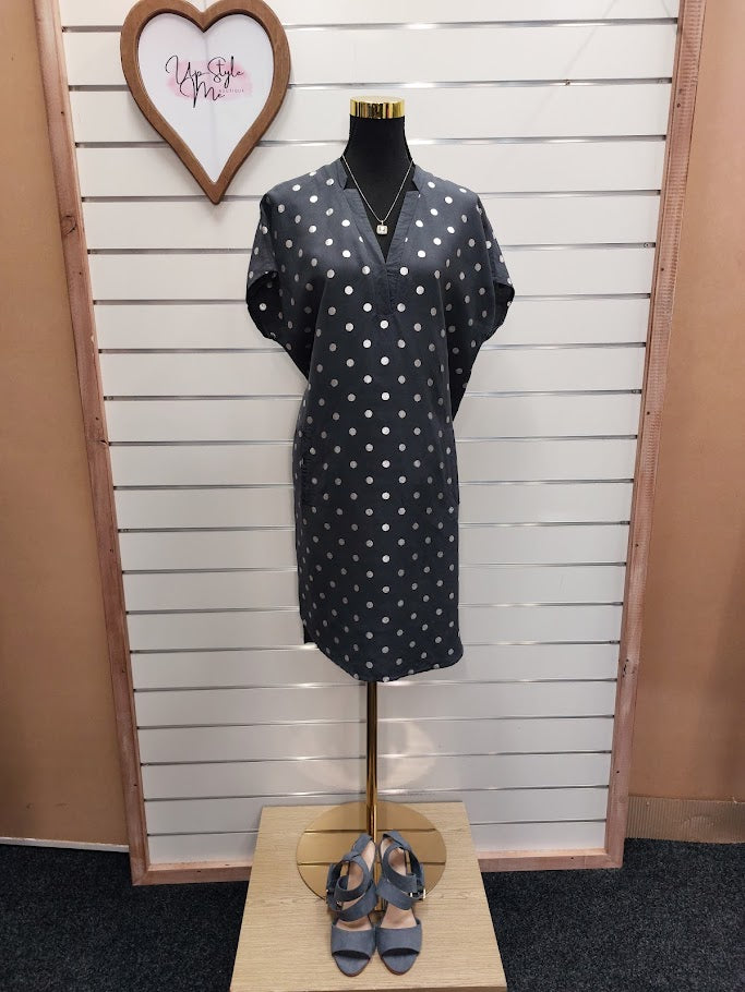 Dark Grey Linen Feel Dress - 12 image 0