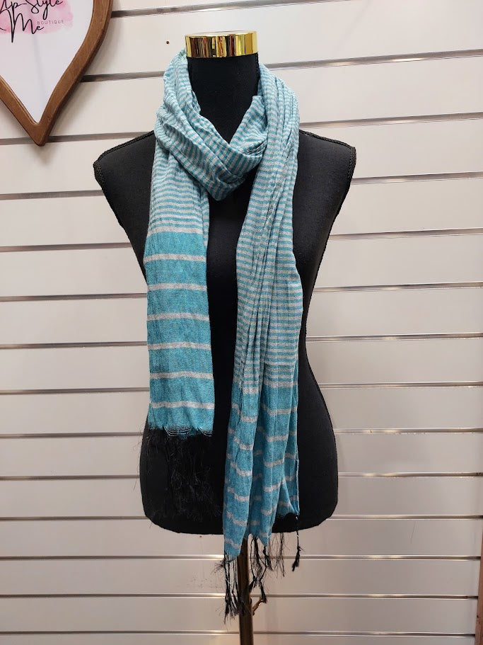 Teal & Grey Stripe Scarf image 2