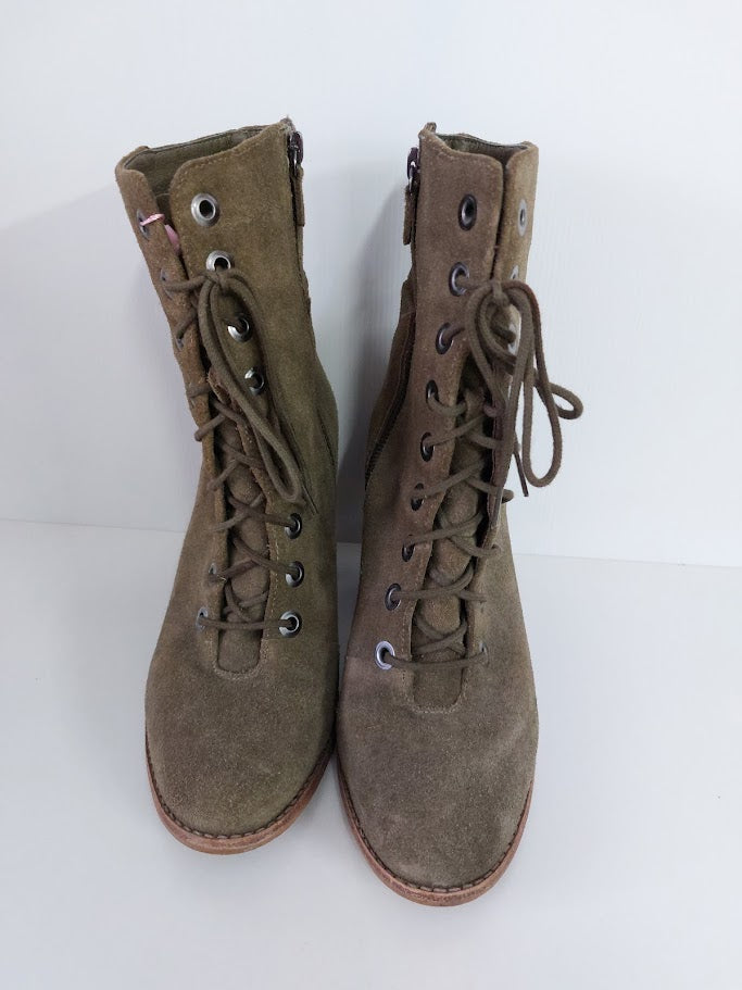 MIA Olive Green Suede Lace Up Boots - 40 image 1