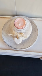 Shabby Chic Candle Holder with Pink Candle image 2