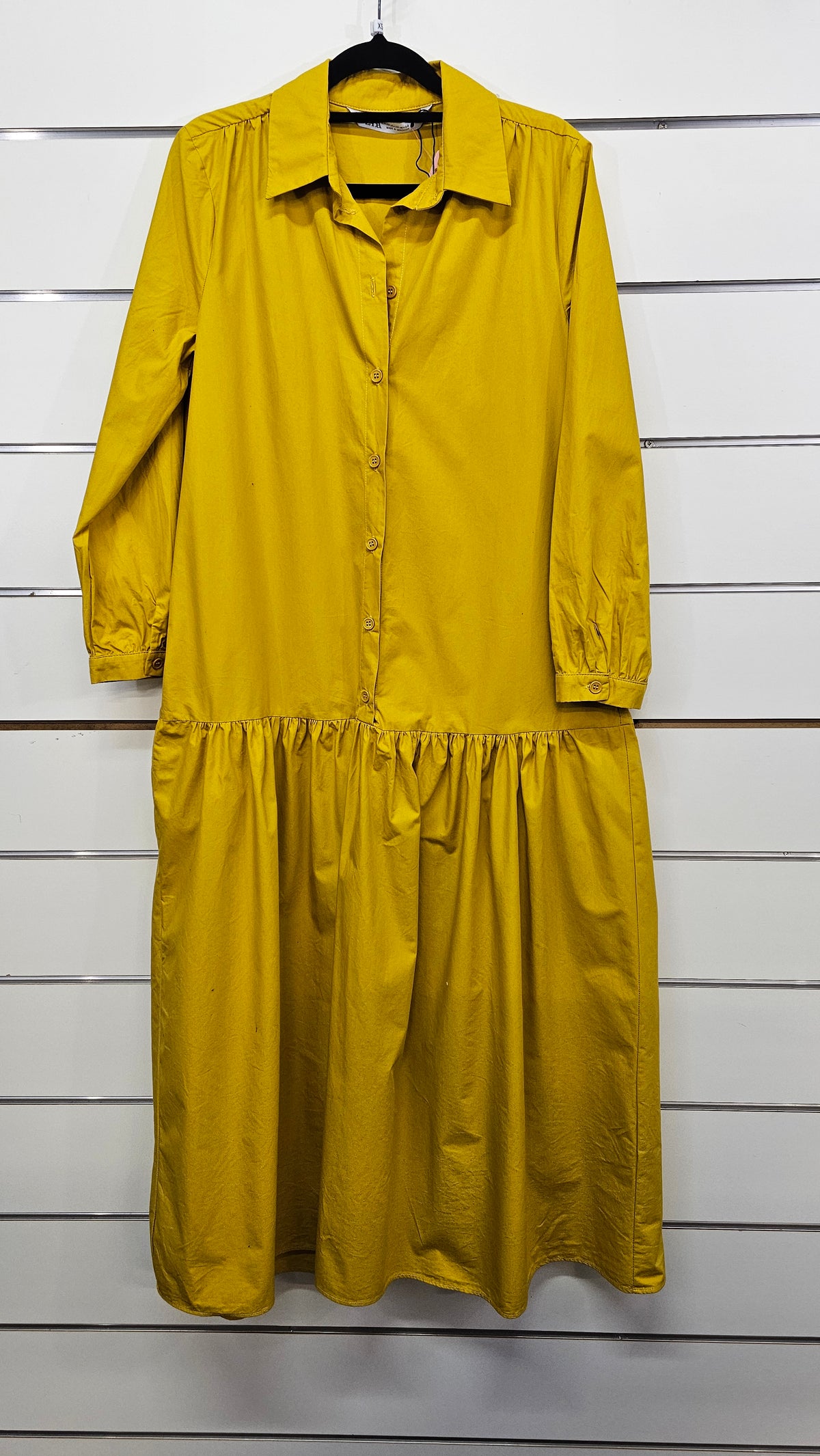 Zara mustard long sleeve maxi dress