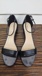 Maher Black Snake Leather Heel Strap Shoes 41