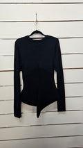 Mild Red Black L/S Knit Top with Belt - L