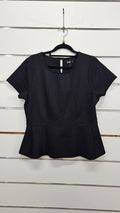 Dotti Black Peplum top waffle fabric - 12