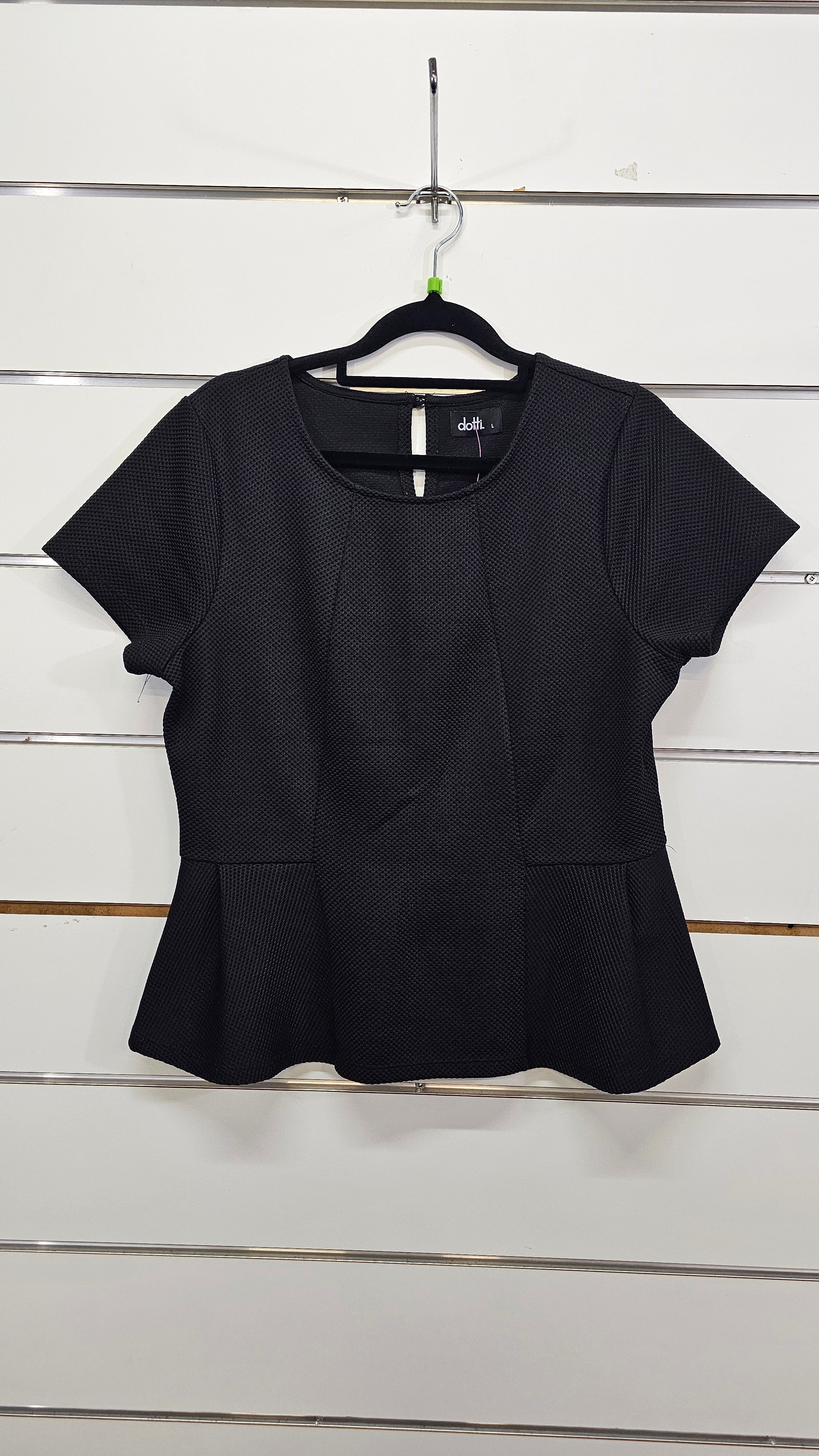 Dotti Black Peplum top waffle fabric - 12