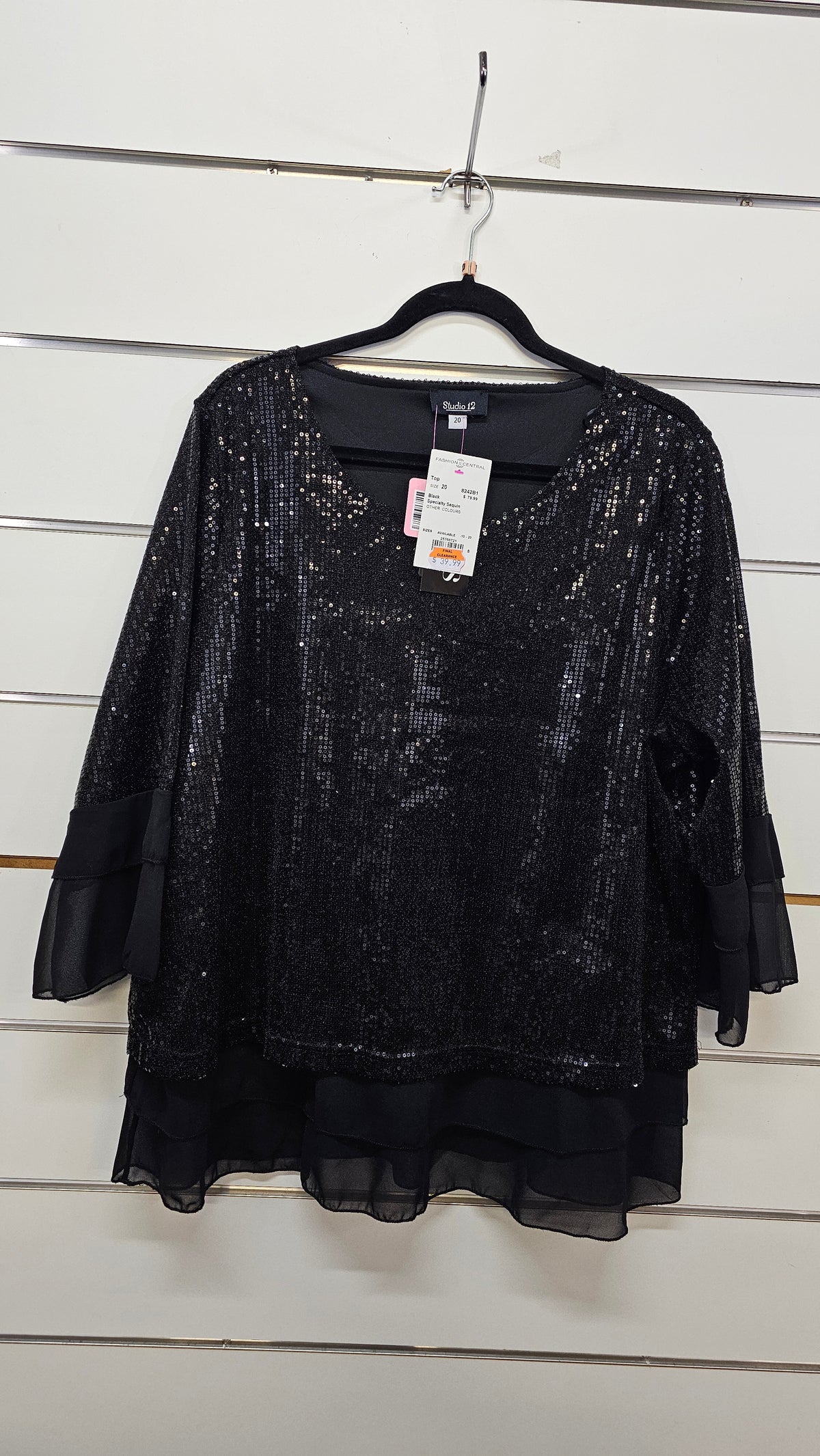 Studio 12 black sequence blouse size 20