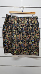 Egyptian print pencil skirt