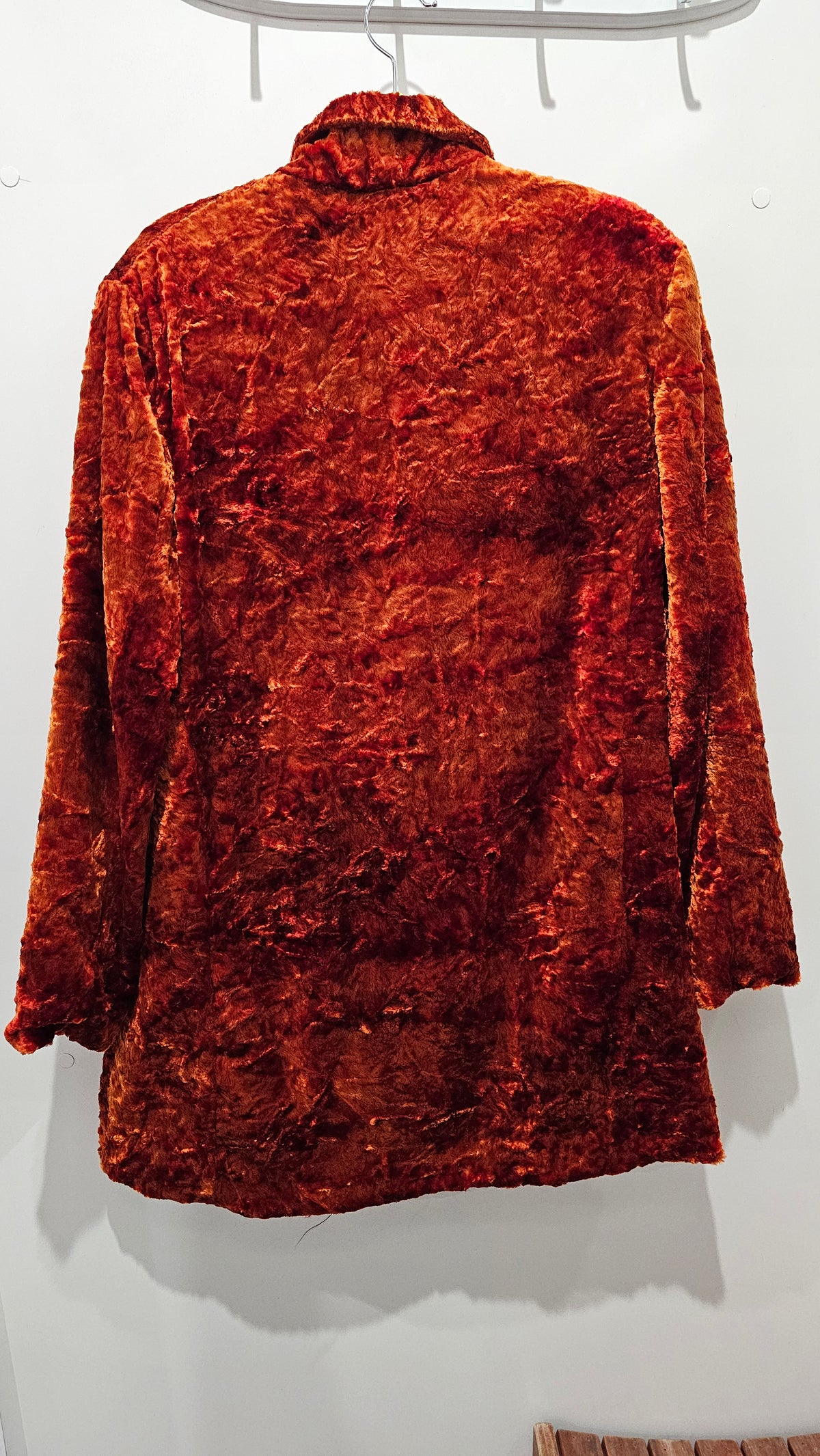 Morgan & Page Burnt Orange Velvet Coat with Bronze Buttons - M