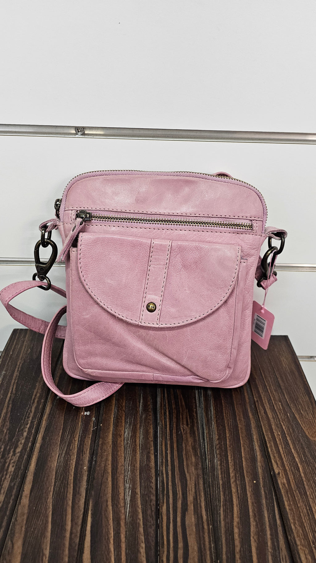 Rugged Hide Lilac Leather Crossbody Bag