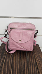 Rugged Hide Lilac Leather Crossbody Bag