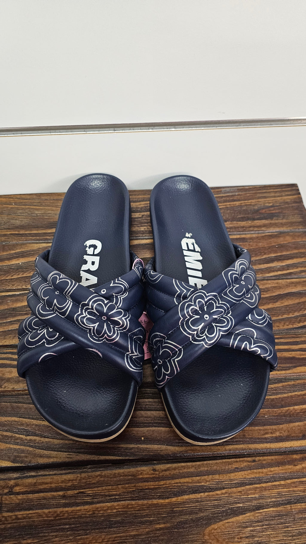 Silver Puff-Strap Sandals with Floral Details - 40