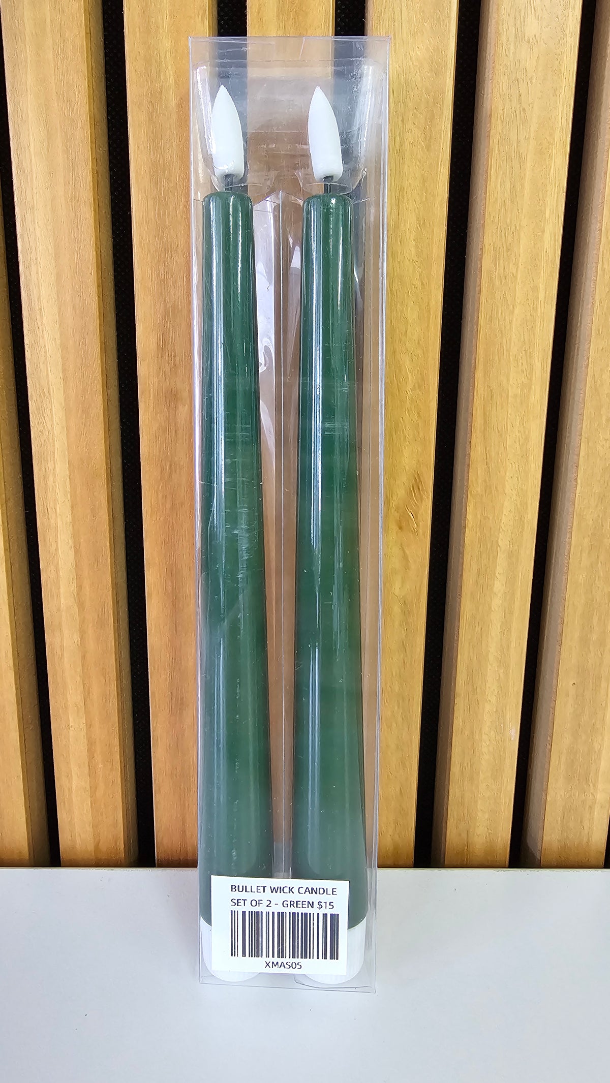 Bullet wick candle green set of 2
