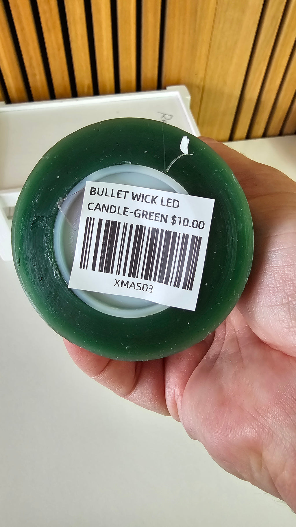 Bullet wick LED candle green