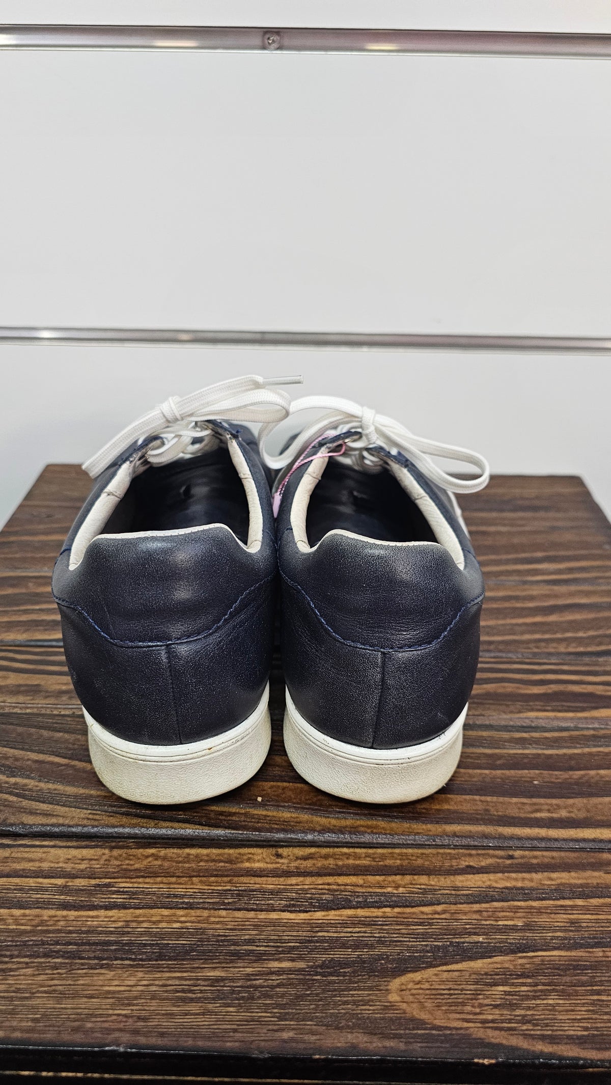 Frankie4 Navy Leather Lace-Up Shoes with White Sole - 9