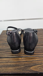 Maher Black Snake Leather Heel Strap Shoes 41