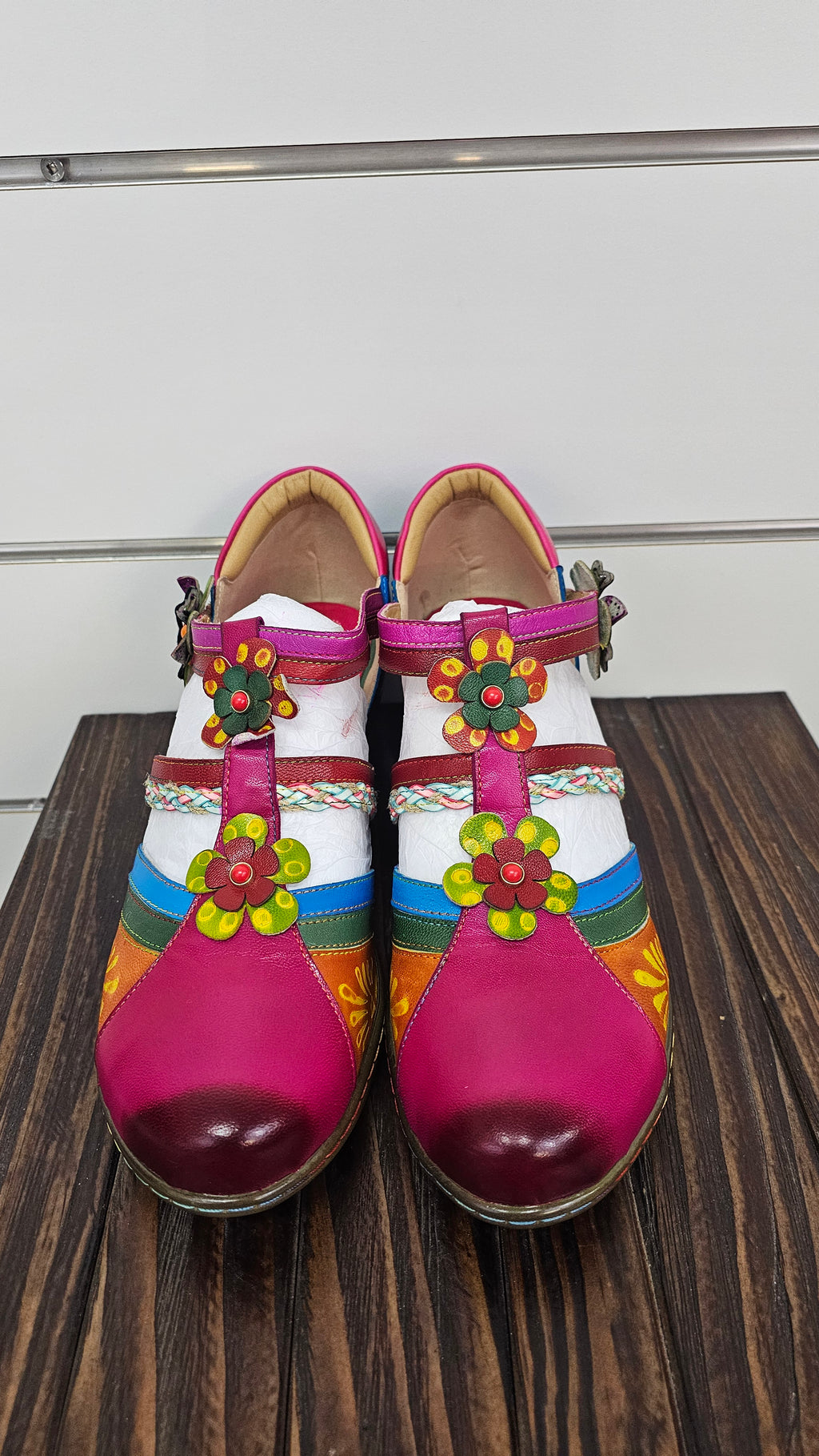 Floral Pink Multi Wedge Shoes - 9/10