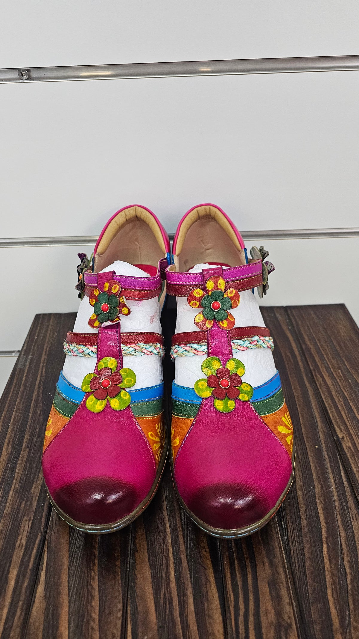 Floral Pink Multi Wedge Shoes - 9/10
