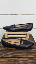 Pulp Black Pointed-Toe Strap Flats - 40