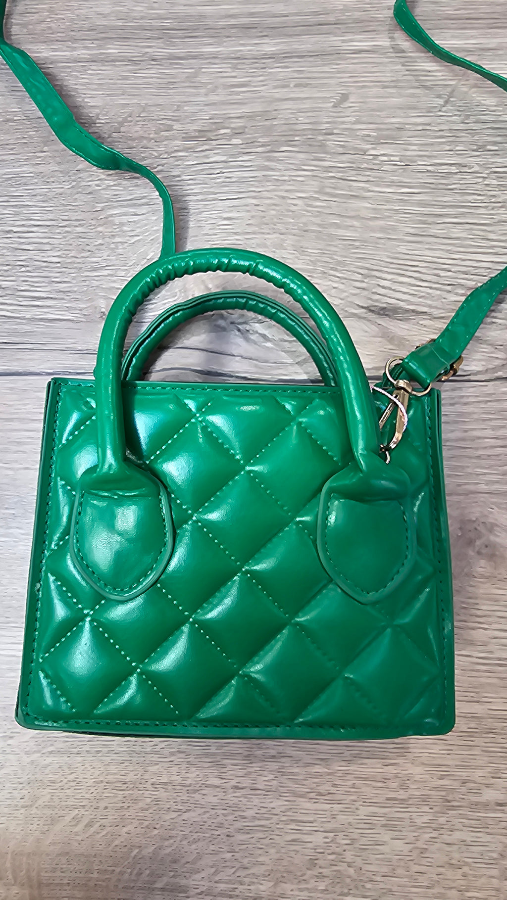 Small Faux Green Leather Bag w/ Strap