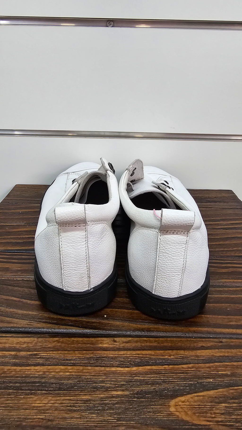 Minx White Leather Shoes with Black Sole and Studs - 40
