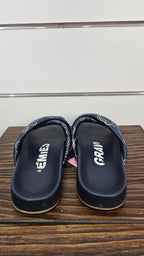 Silver Puff-Strap Sandals with Floral Details - 40