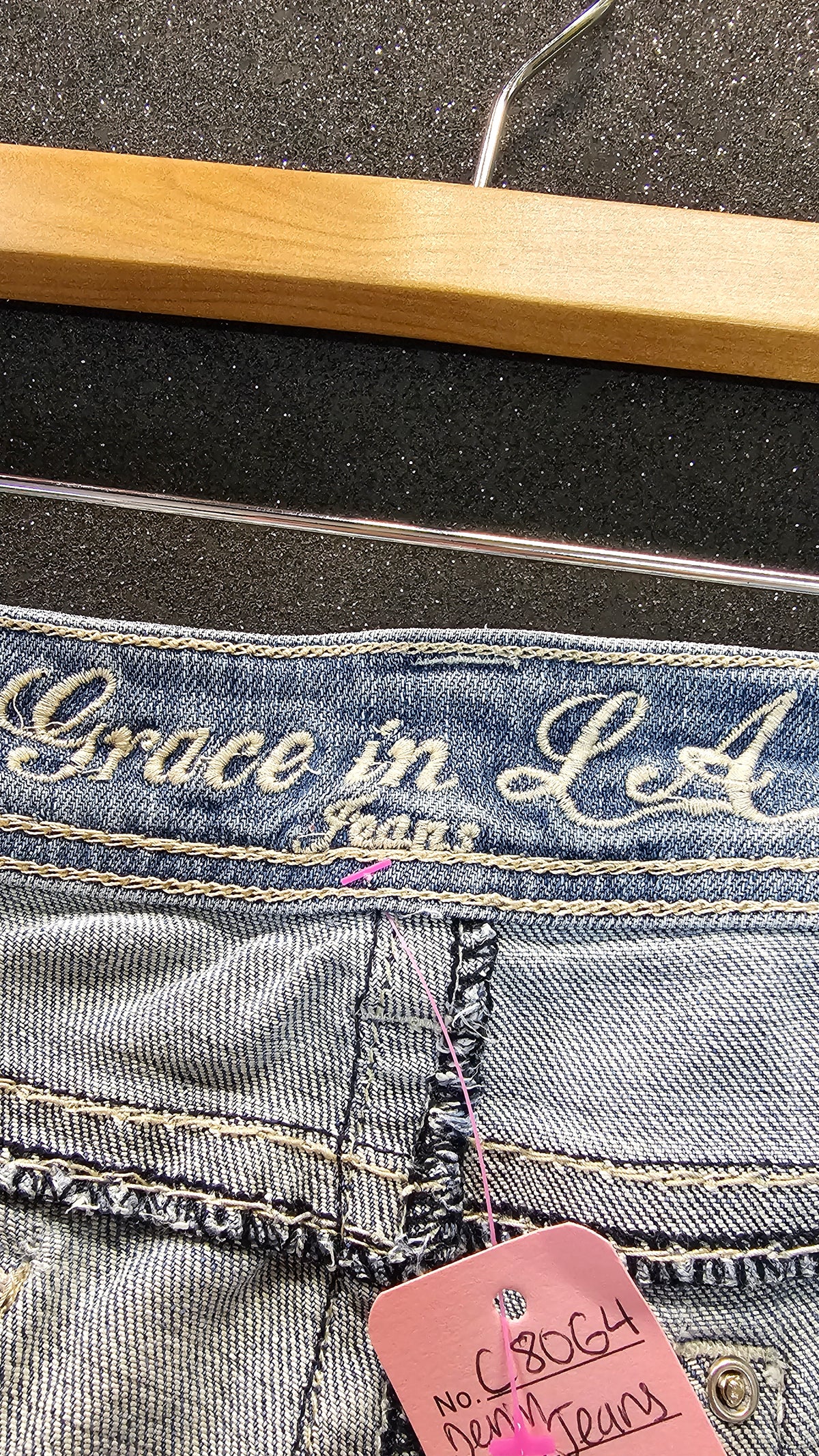 Grace in L.A Mid Wash Embroidered Wide Leg Jeans - 21